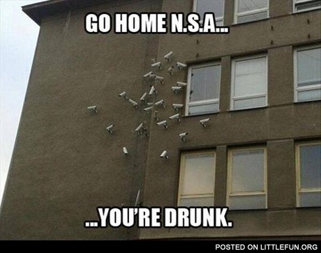 Cameras on the wall. Go home NSA, you are drunk.