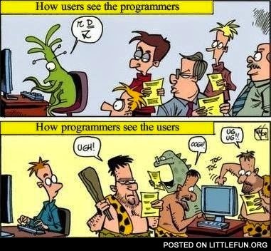 How users see the programmers and how programmers see the users