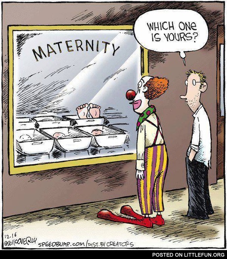 Clown at the maternity