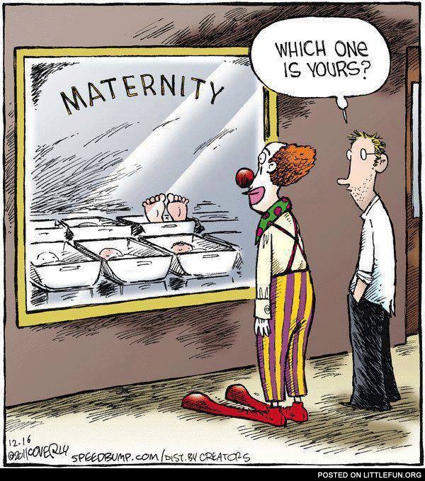 Clown at the maternity
