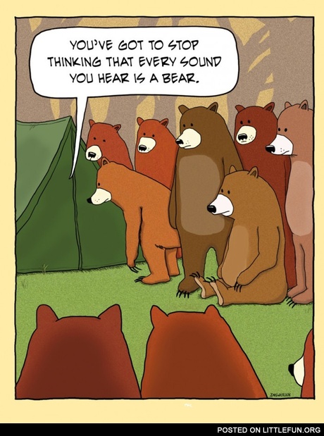 Outside the camping tent