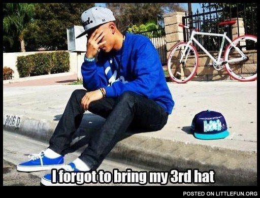 I forgot to bring my third hat. Swag problems.