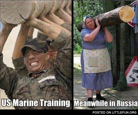 US marine training. Meanwhile in Russia.