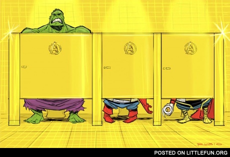 Superheroes in a toilet