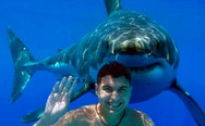 Smiling guy and a shark