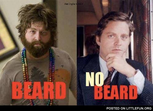 Zach Galifianakis. Beard vs. no beard.