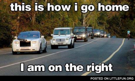 Cool limo. This is how I go home. I'm on the right.