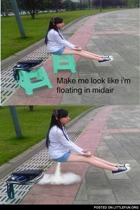 Make me look like I'm floating  in midair