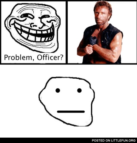 Problem, officer? Chuck Norris vs Troll.