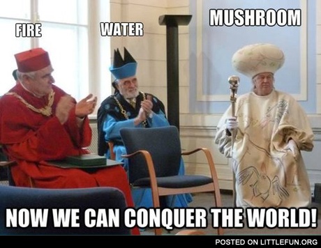 Fire, water, mushroom