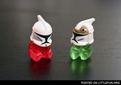 Gummy bears + Lego Clone Trooper Helmets