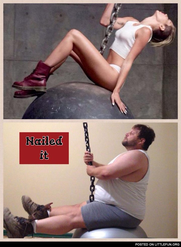 Miley Cyrus vs Fat guy on wrecking ball
