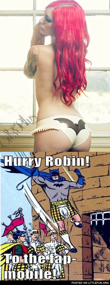 Cervena Fox in a batman panties. Hurry, Robin! To the fapmobile!