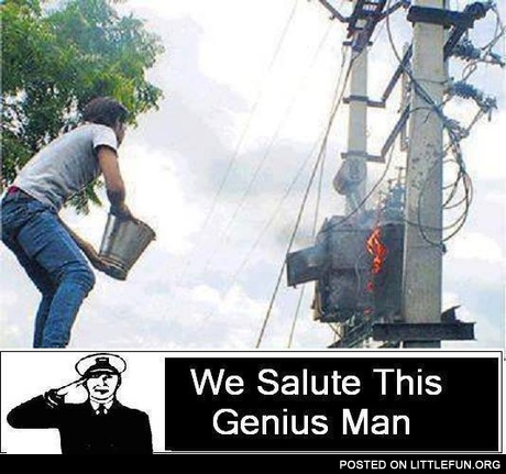 Water plus electricity. We salute this genius man.