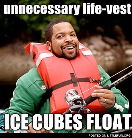 Unnecessary life-vest, ice cubes float