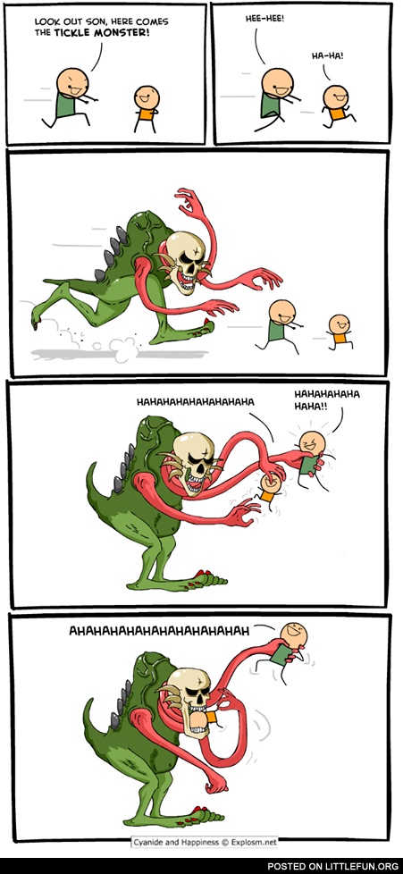Look out son, here comes the tickle monster!
