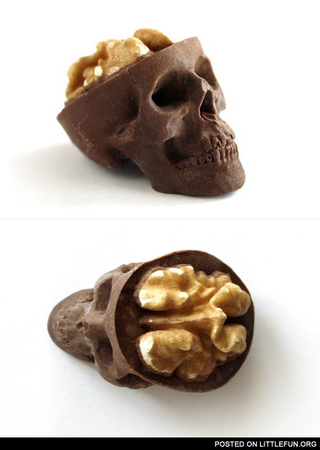 Chocolate skulls with walnuts