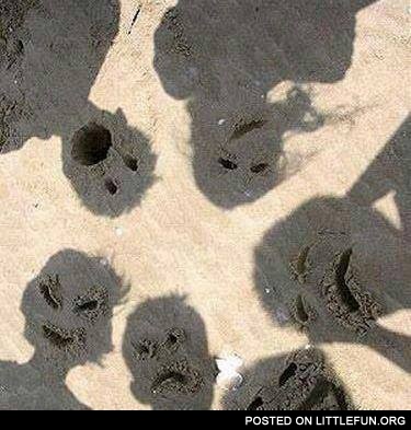 Shadows on the beach