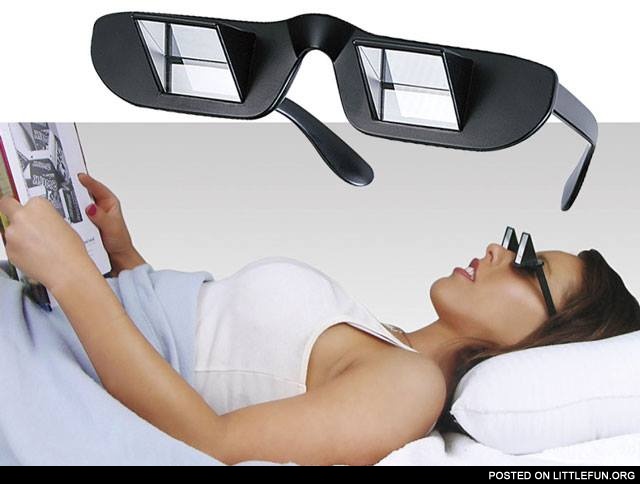 Prism glasses for reading in bed