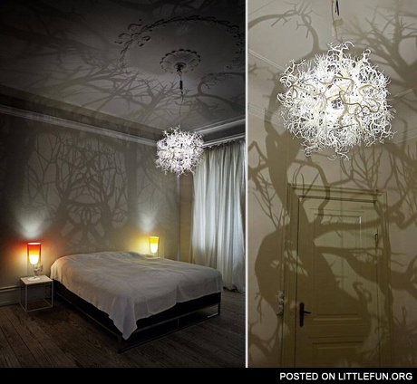 A chandelier that turns your bedroom into a forest scene