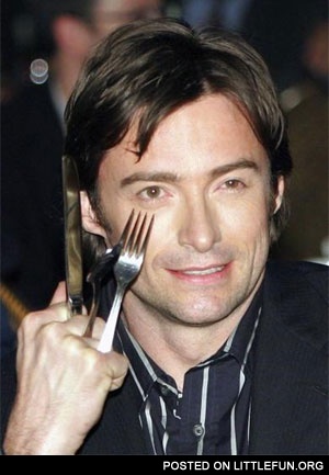 Hugh Jackman, wolverine with forks