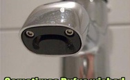 Sad faucet. Sometimes Rufus wished that the people would take a bath with their clothes on.