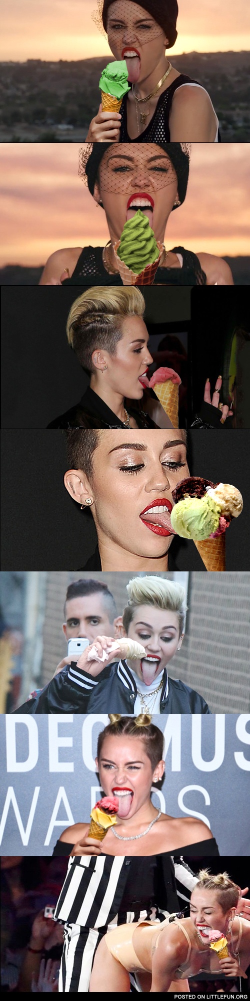 Miley Cyrus licking the ice cream