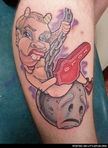 Miley Cyrus on a wrecking ball tattoo
