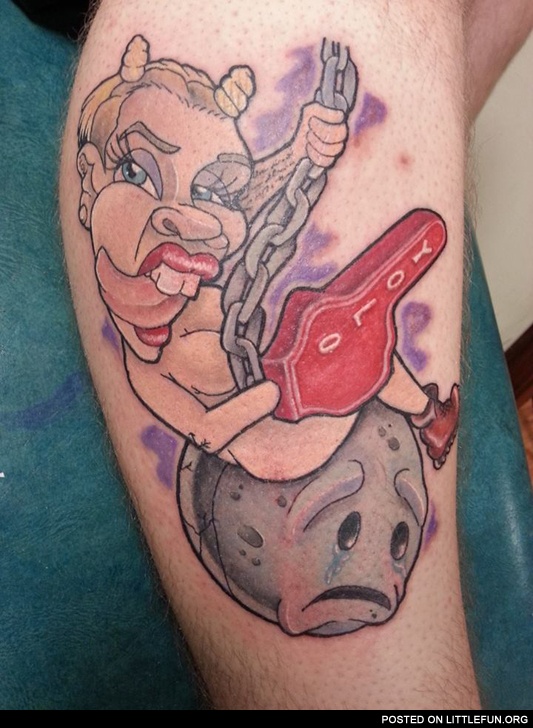 Miley Cyrus on a wrecking ball tattoo