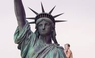 Miley Cyrus on the Statue of Liberty