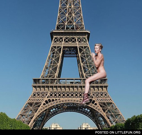 Miley Cyrus on the Eiffel Tower