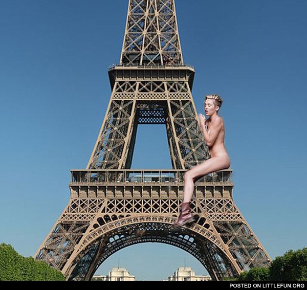 Miley Cyrus on the Eiffel Tower