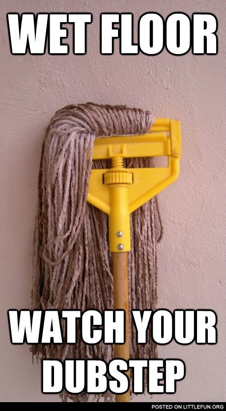 Wet floor, watch your dubstep. Skrillex mop.