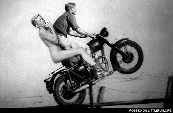 Miley Cyrus on the motorcycle