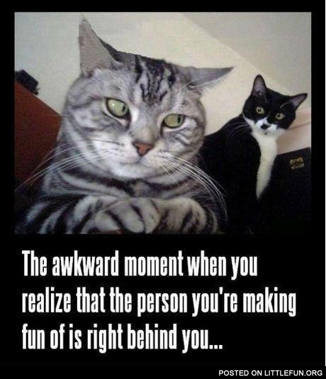 That awkward moment when you realize that the person you are making fun of is right behind you