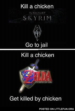 Skyrim, Zelda and chicken