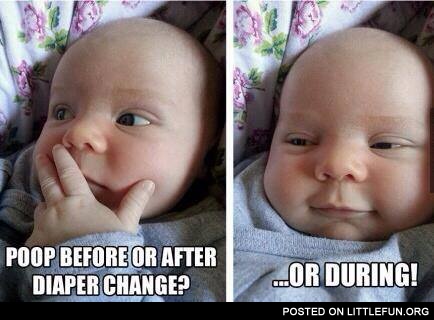 Poop before or after diaper change?