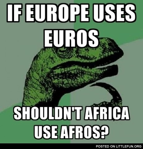 If Europe uses euros, shouldn't Africa use afros?