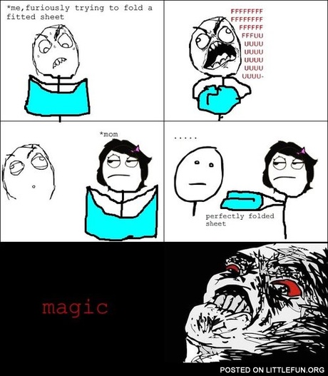 Trying to fold a fitted sheet