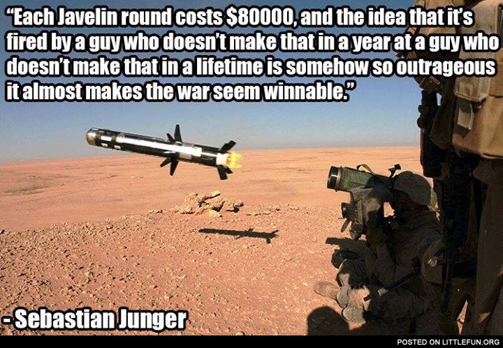 Each Javelin round costs $80000