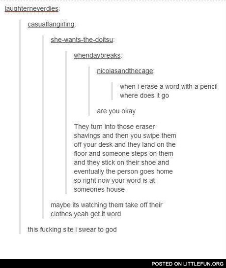 When I erase a word with a pencil where does it go?