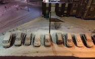 Smiling cars in winter