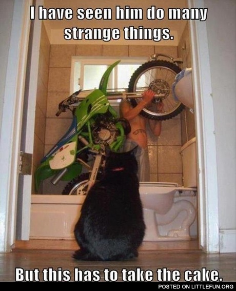 Motorbike in the bath