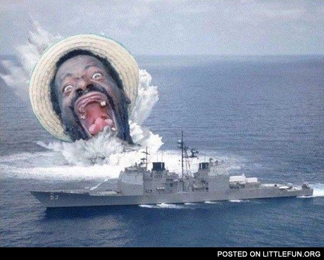 Big black hippo is about to bite the boat