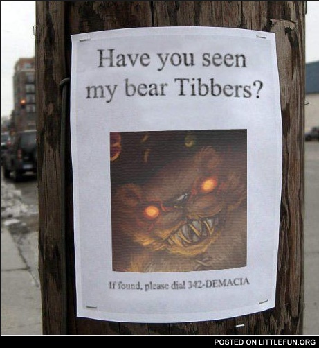 Have you seen my bear Tibbers?