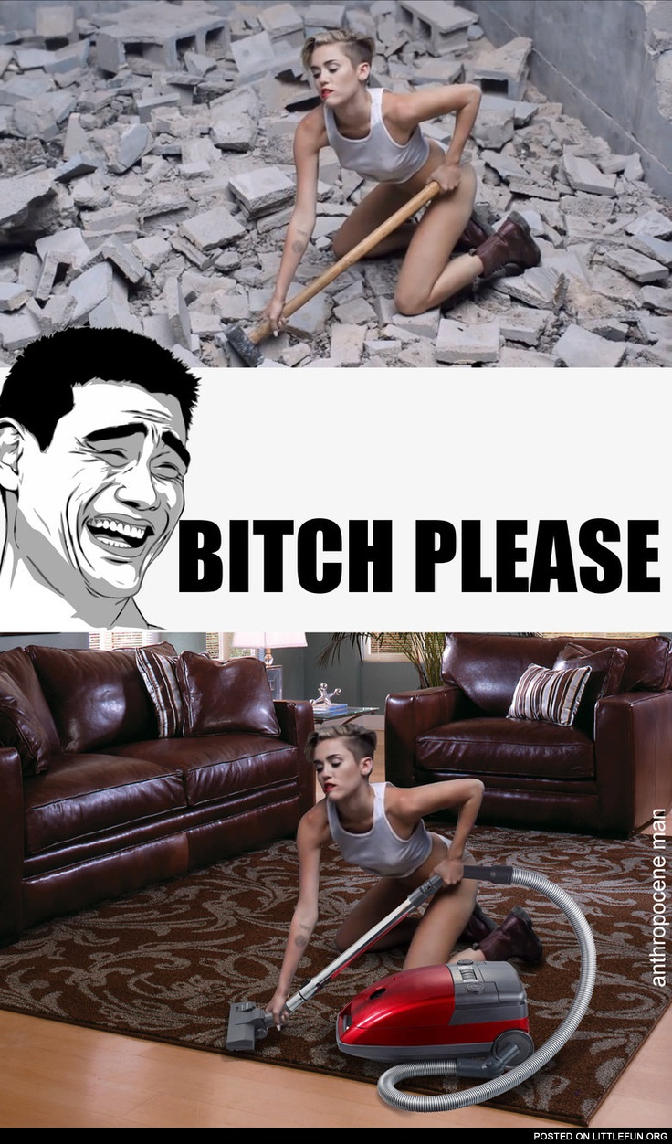 Miley Cyrus vacuuming