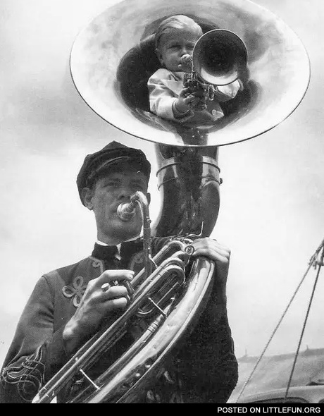 Like father like son. Trumpeters.