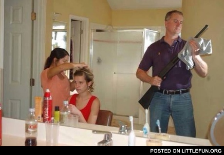 Daddy and I getting ready for my first date