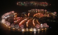 New Year fireworks. Palm Island, Dubai.