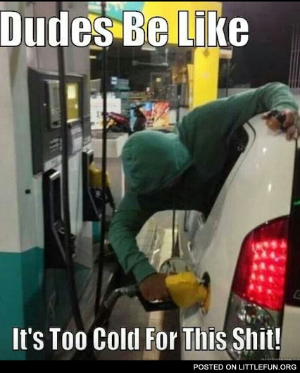 Dudes be like: It's too cold for this sh*t